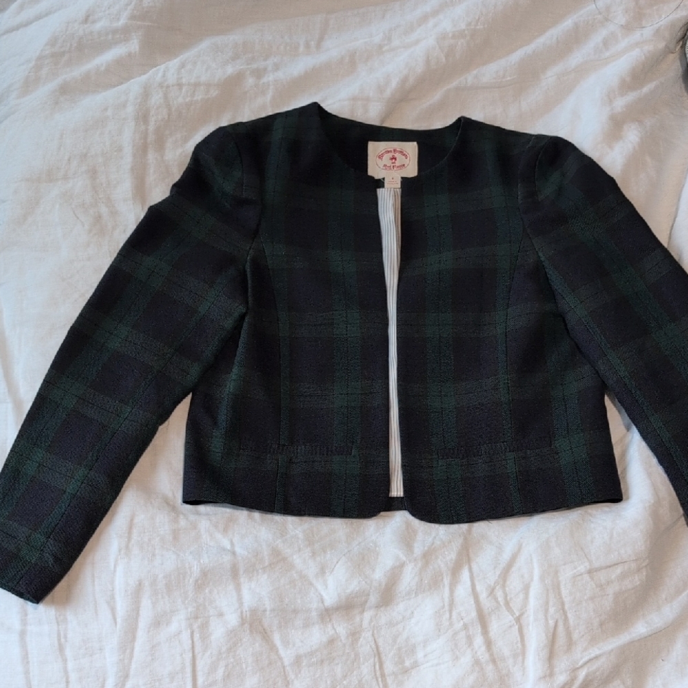 Brooks Brothers Black and Green Plaid Blazer